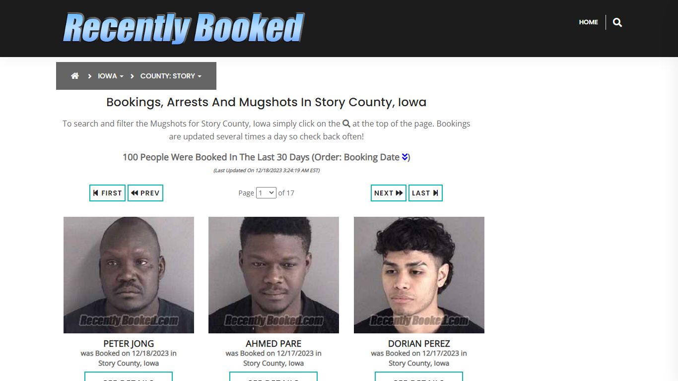 Recent bookings, Arrests, Mugshots in Story County, Iowa - Recently Booked